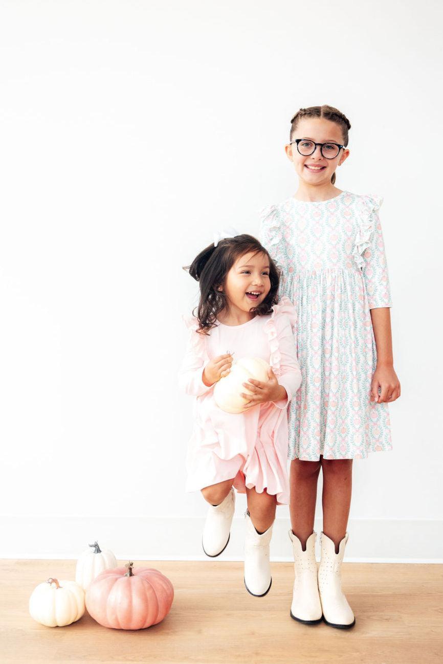 Petal Pink L/S Ruffle Twirl Dress - Image 2
