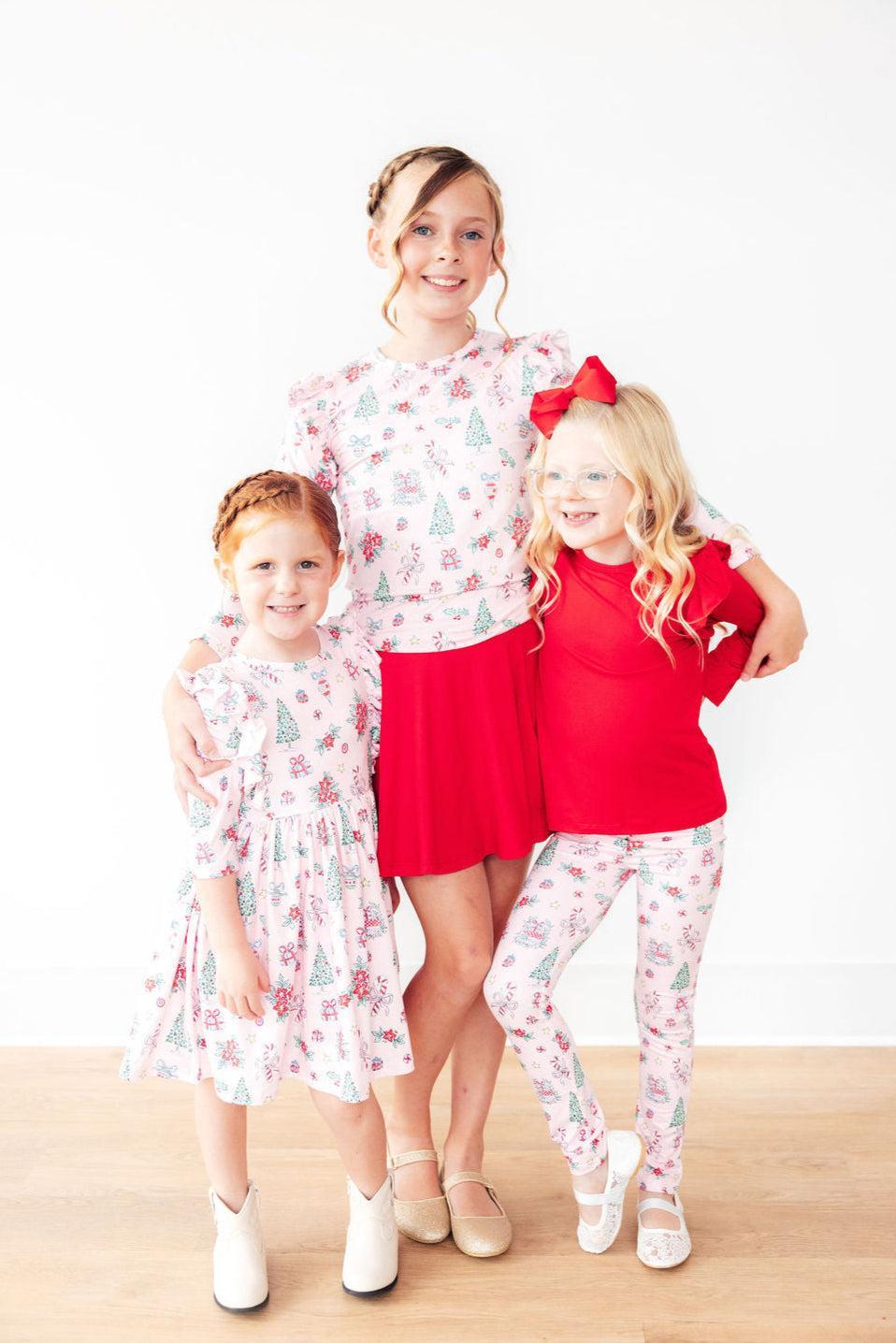 Pink Christmas L/S Ruffle Tee - Image 2