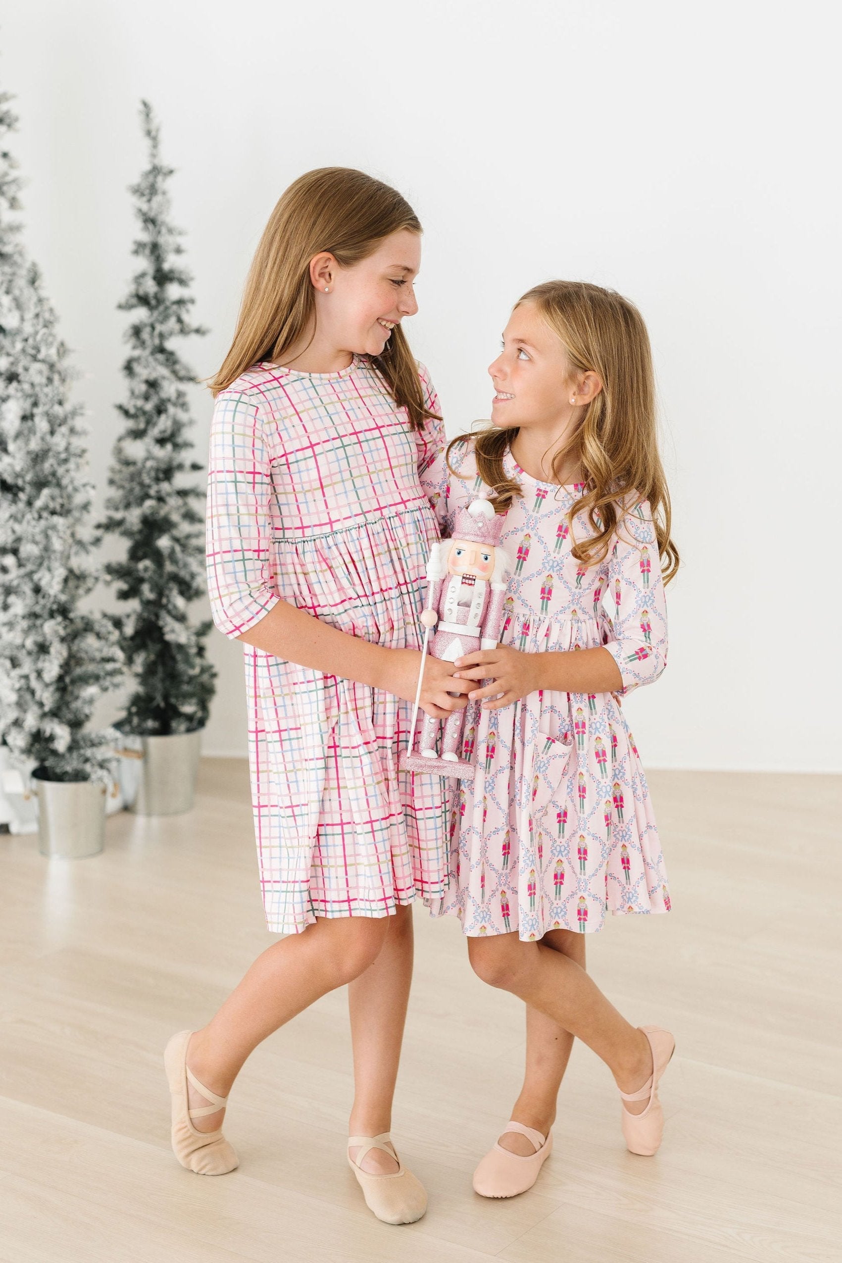 Pink Nutcracker 3/4 Sleeve Pocket Twirl Dress - Image 6