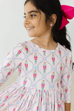Pink Nutcracker 3/4 Sleeve Pocket Twirl Dress - Image 7