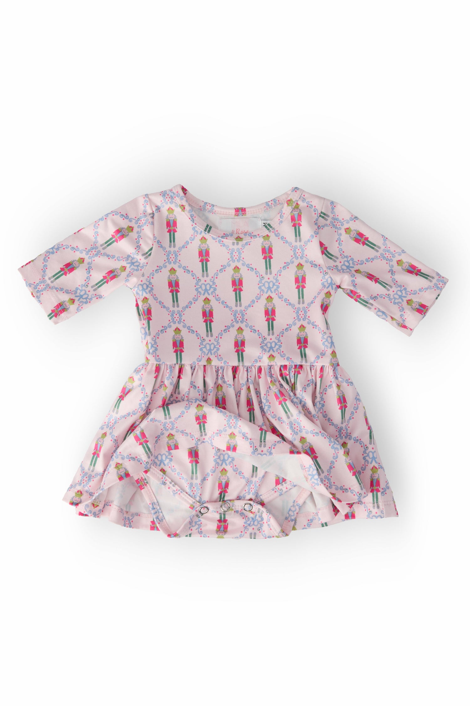 Pink Nutcracker 3/4 Sleeve Twirl Bodysuit - Image 3