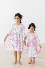 Pink Plaid 3/4 Sleeve Pocket Twirl Dress - Image 11