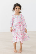 Pink Plaid 3/4 Sleeve Pocket Twirl Dress - Image 7
