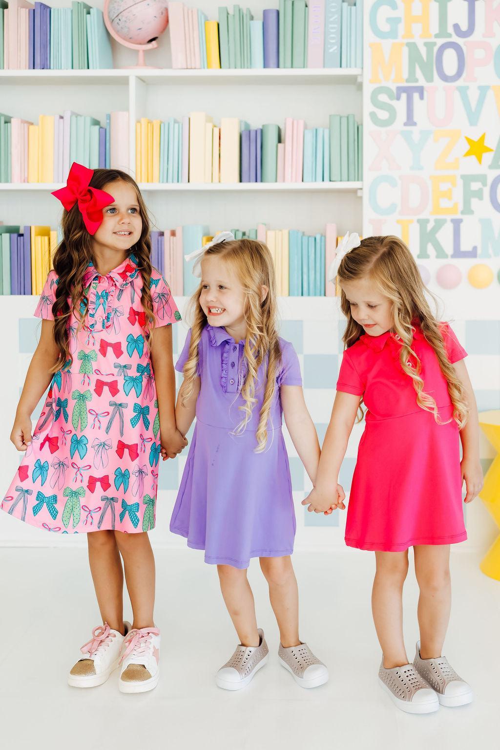 Pink Twirls & Ties S/S Polo Dress - Image 2