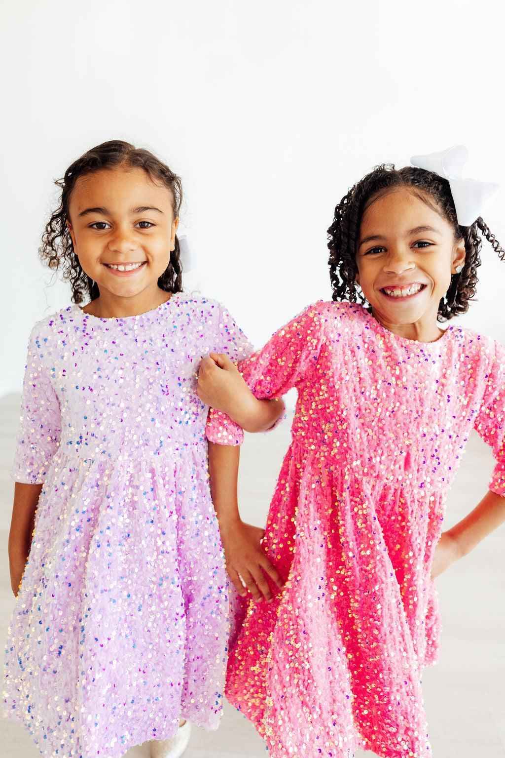 Pink Velvet Sequin Dress