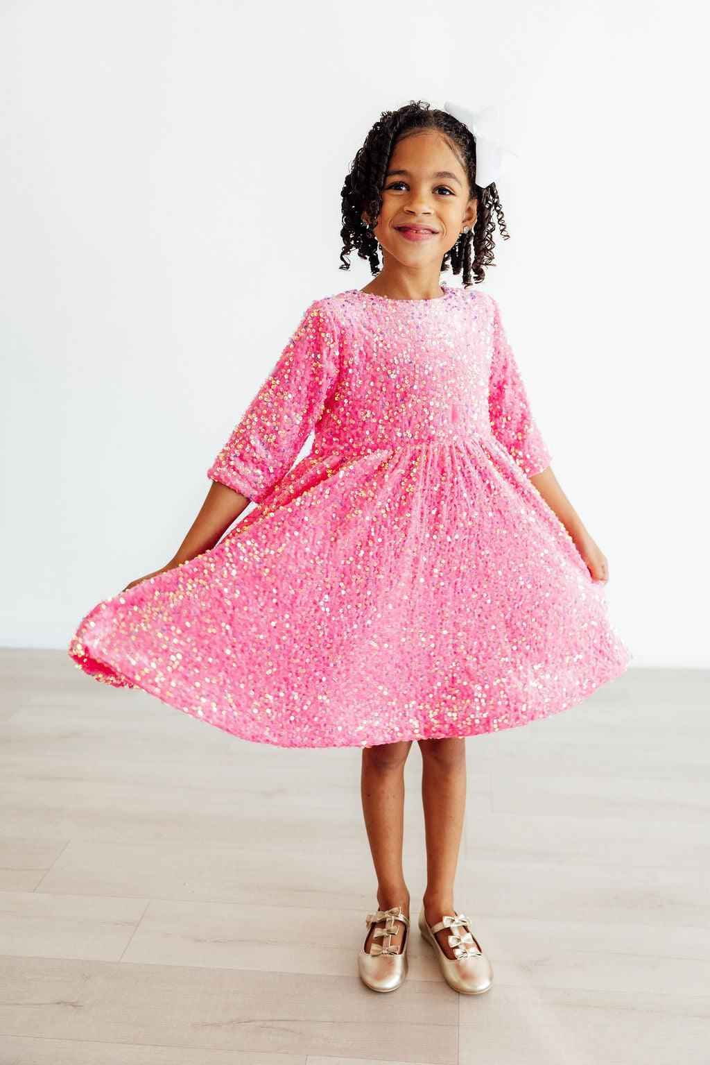 Pink Velvet Sequin Dress