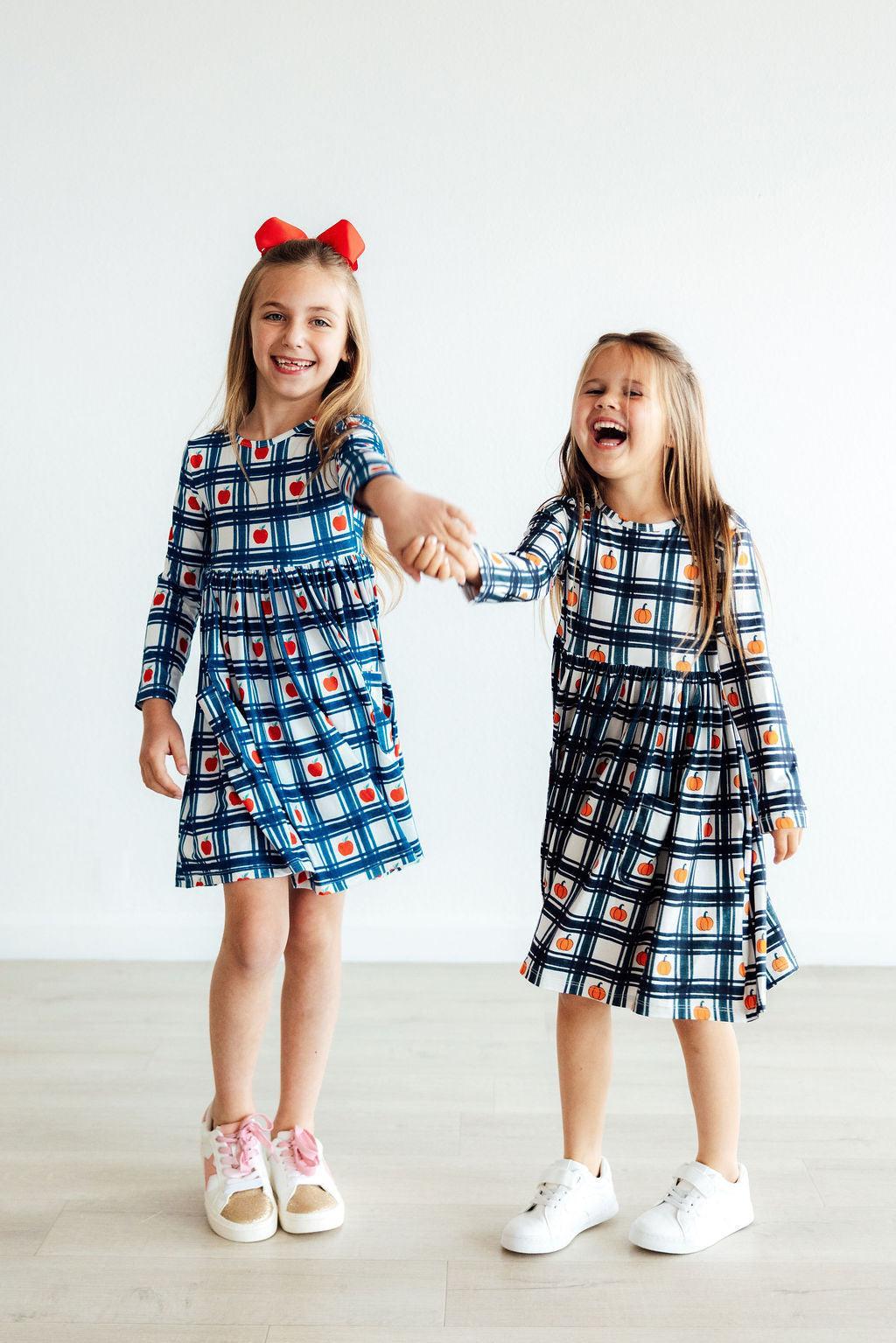 Plaid Pumpkins L/S Pocket Twirl Dress - Image 2