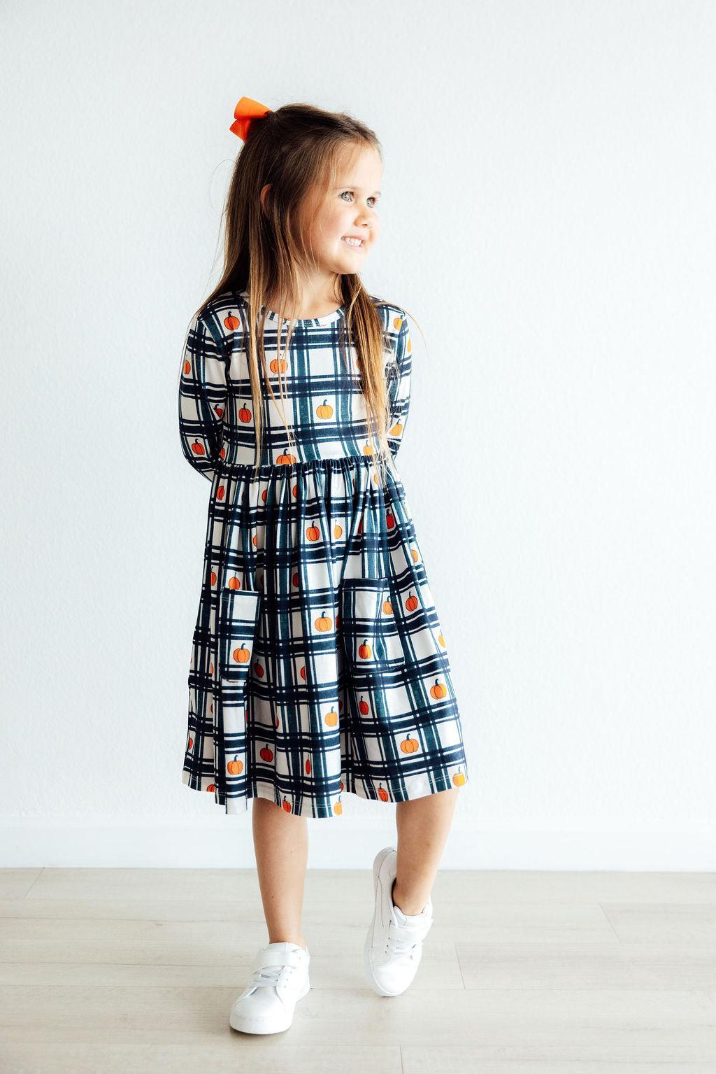 Plaid Pumpkins L/S Pocket Twirl Dress - Image 5