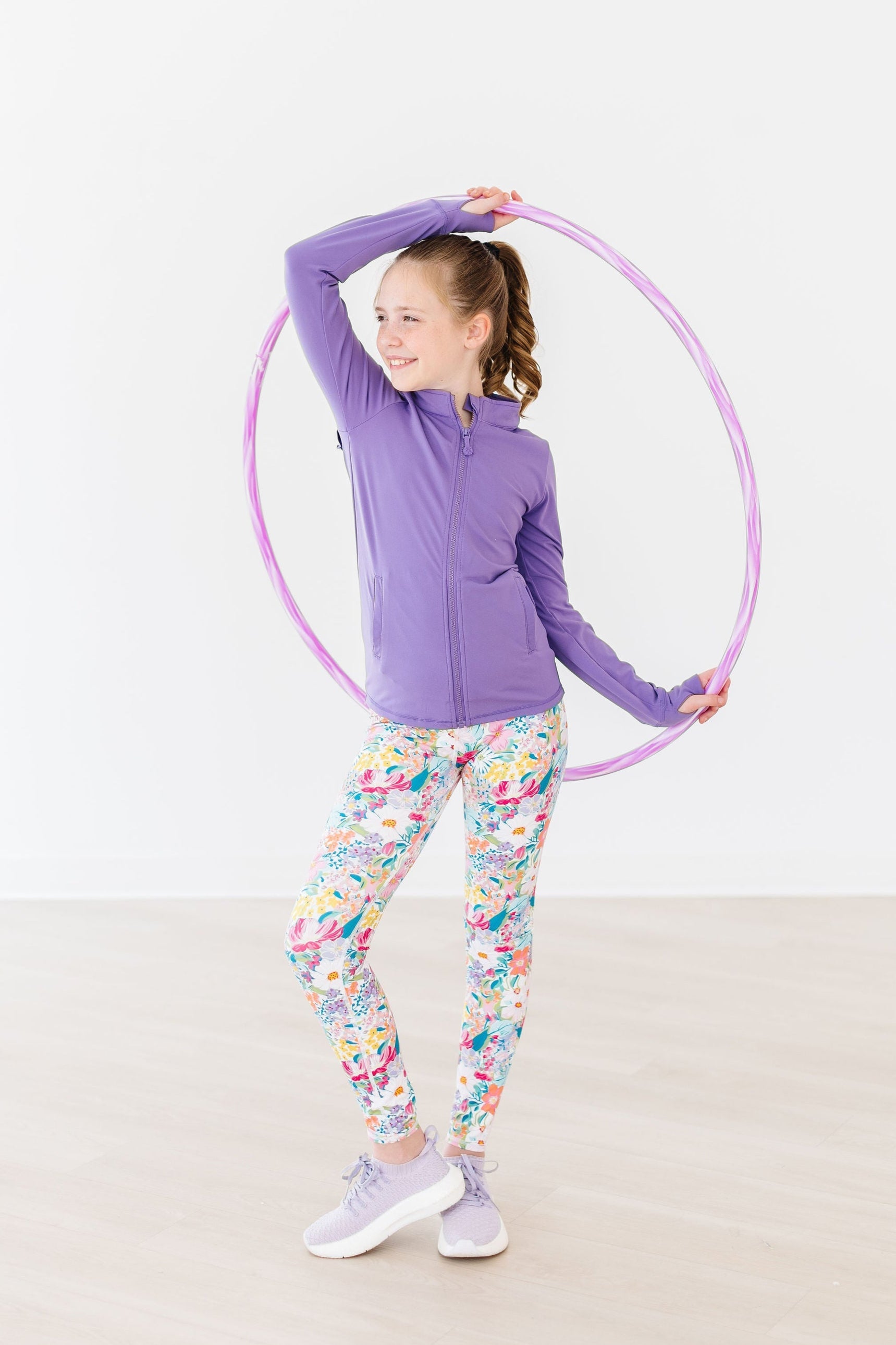 Playful Purple Full-Zip Ruffle Active Jacket - Image 5