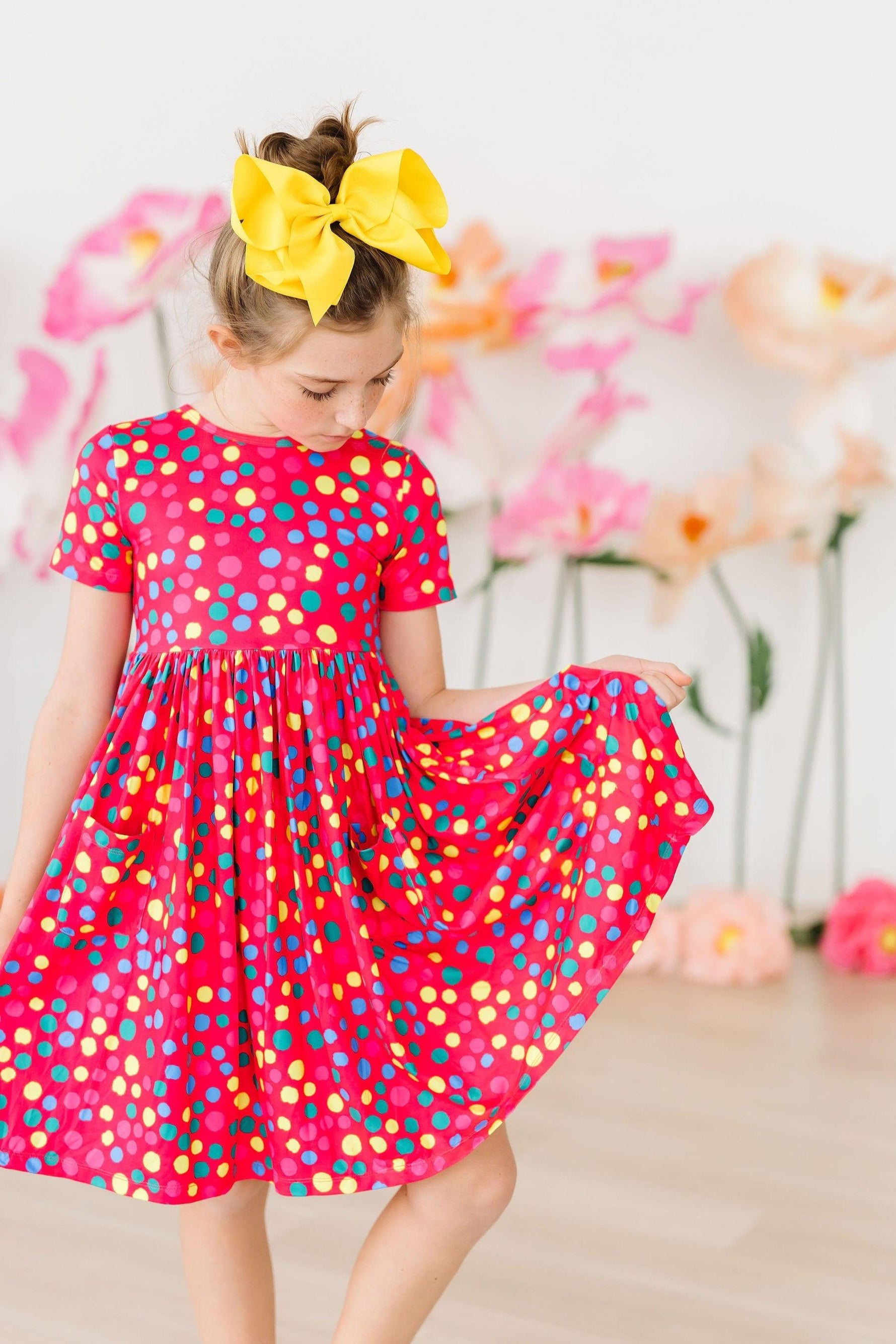 Polka Dot Party S/S Pocket Twirl Dress - Image 2