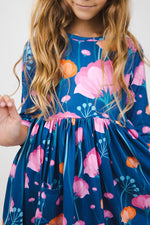 Poppies 3/4 Sleeve Pocket Twirl Dress - Image 4