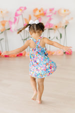 Preppy Floral Ruffle Cross Back Dress - Image 5