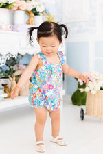 Preppy Floral Ruffle Cross Back Romper - Image 2
