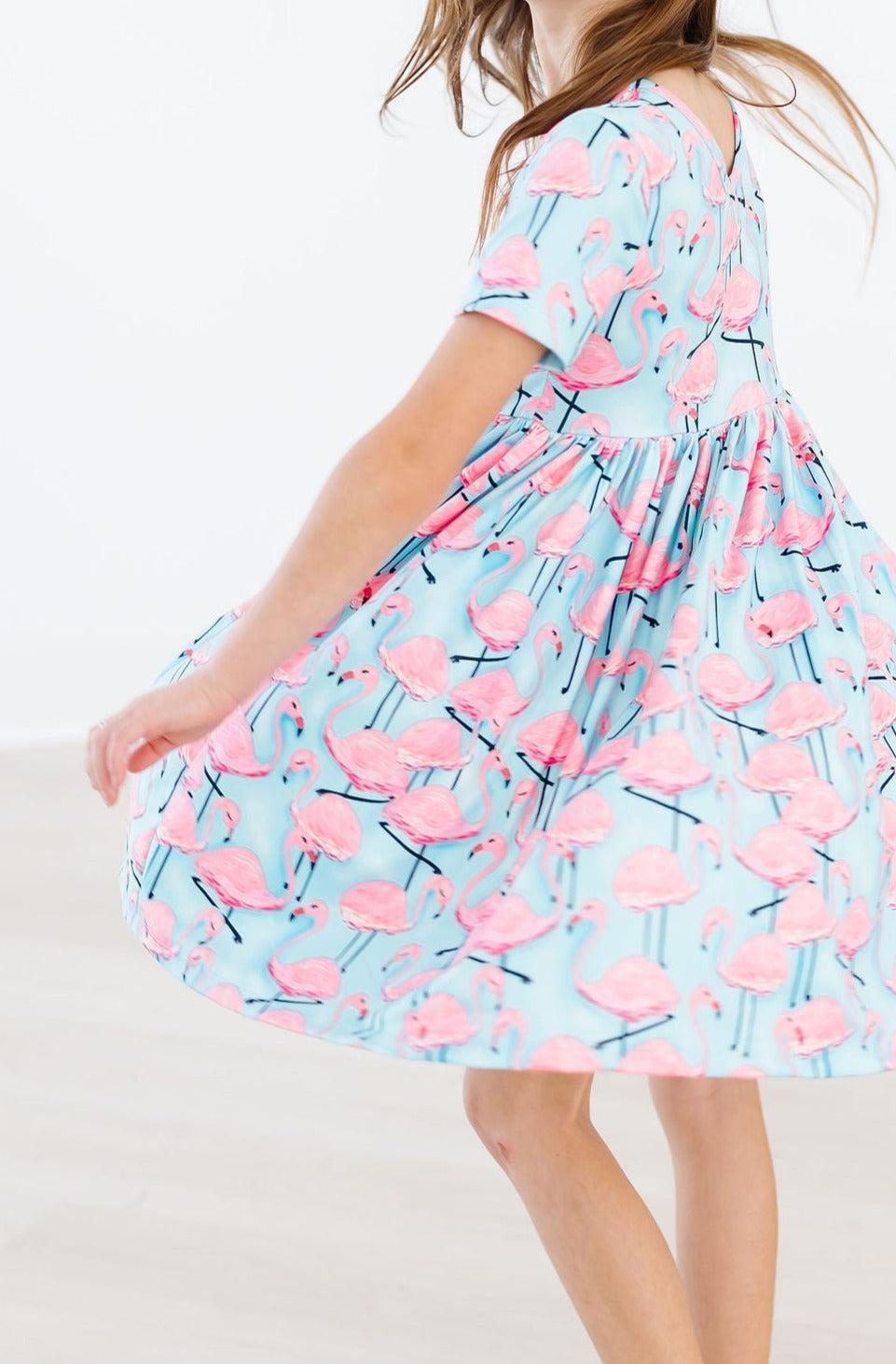 Pretty in Pink Flamingos S/S Pocket Twirl Dress - Image 2