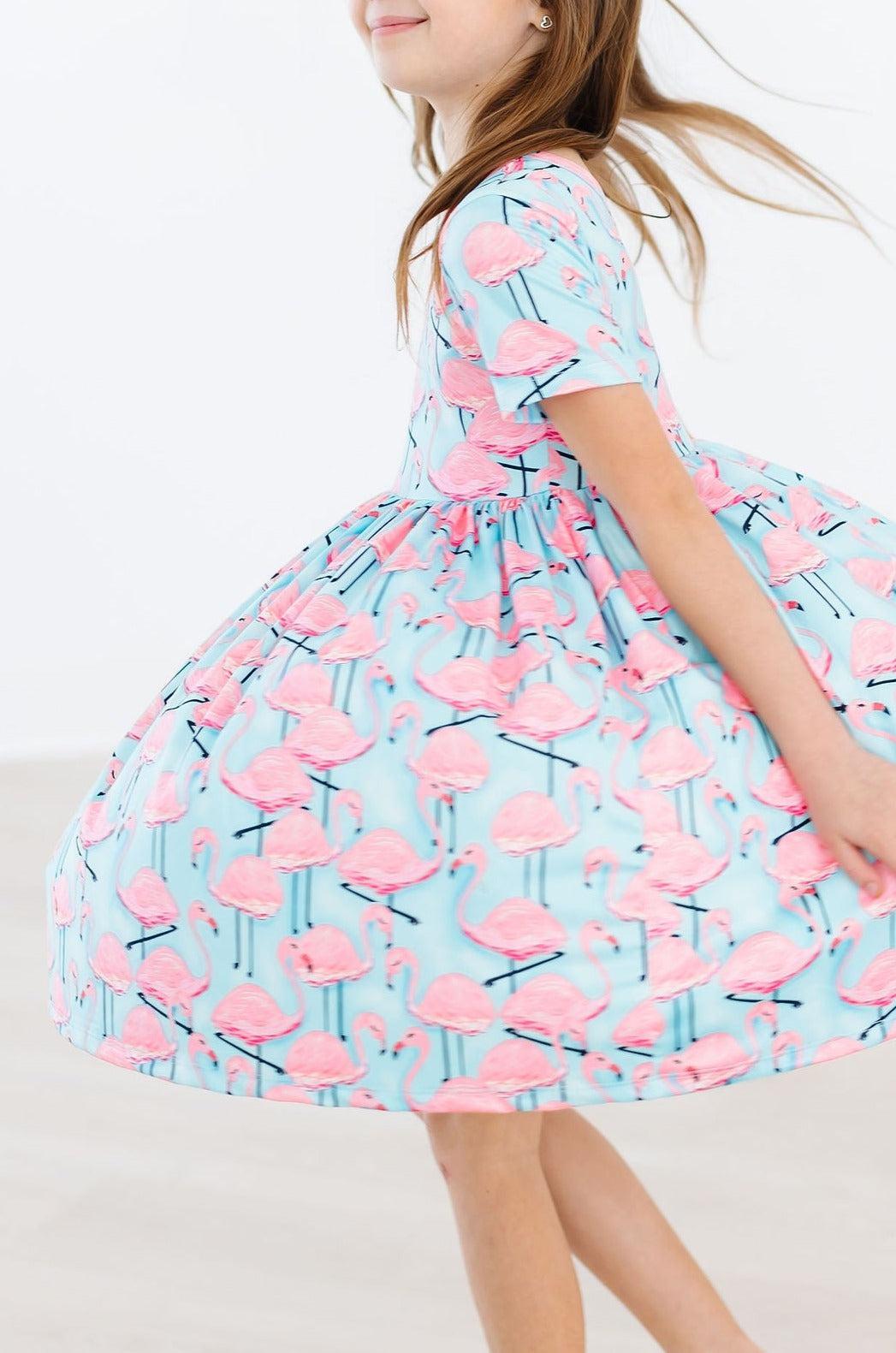 Pretty in Pink Flamingos S/S Pocket Twirl Dress - Image 6