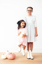 Pumpkin Kisses, Harvest Wishes 3/4 Sleeve Ruffle Twirl Dress - Image 3