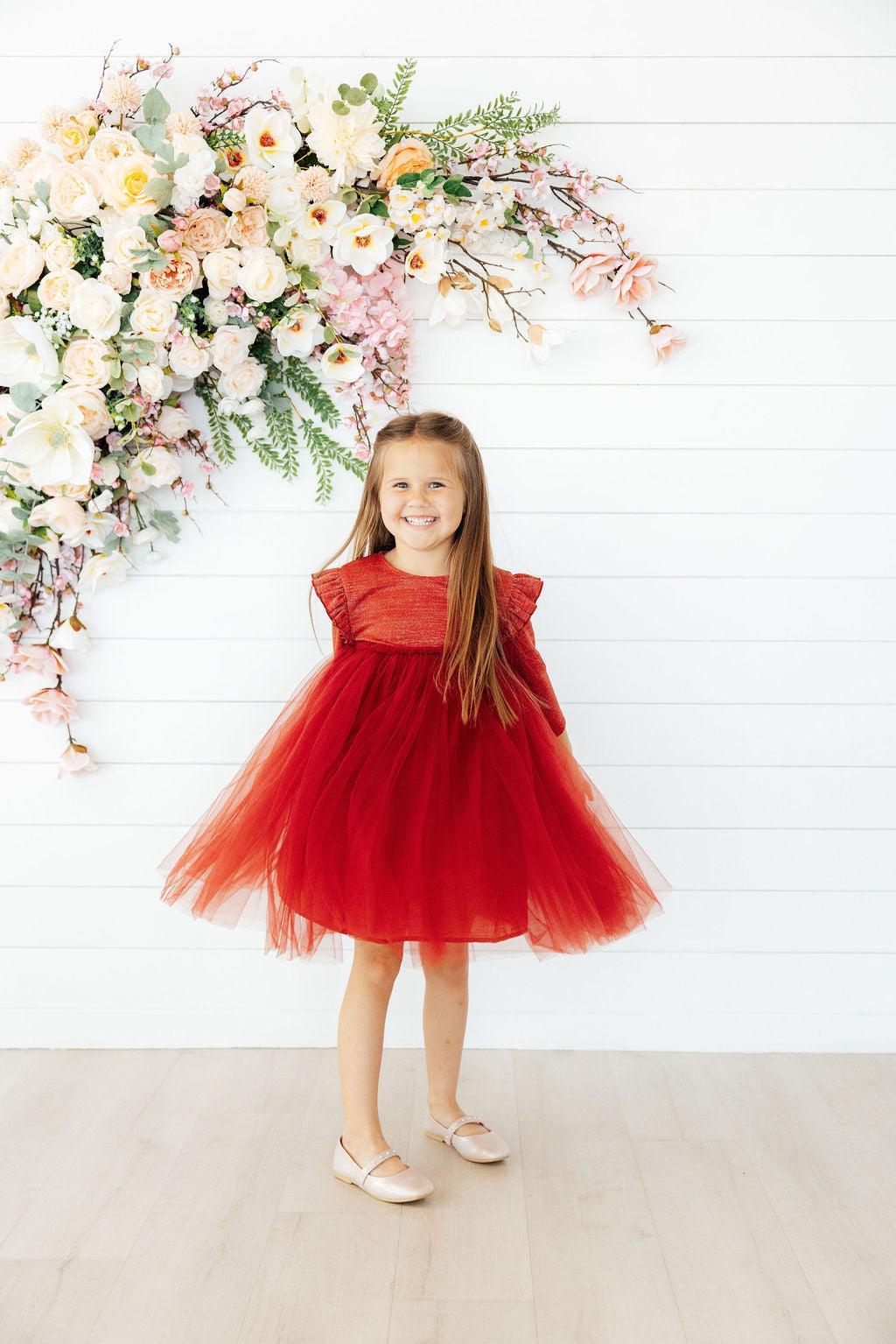Pumpkin Spice Shimmer 3/4 Sleeve Tutu Dress - Image 5