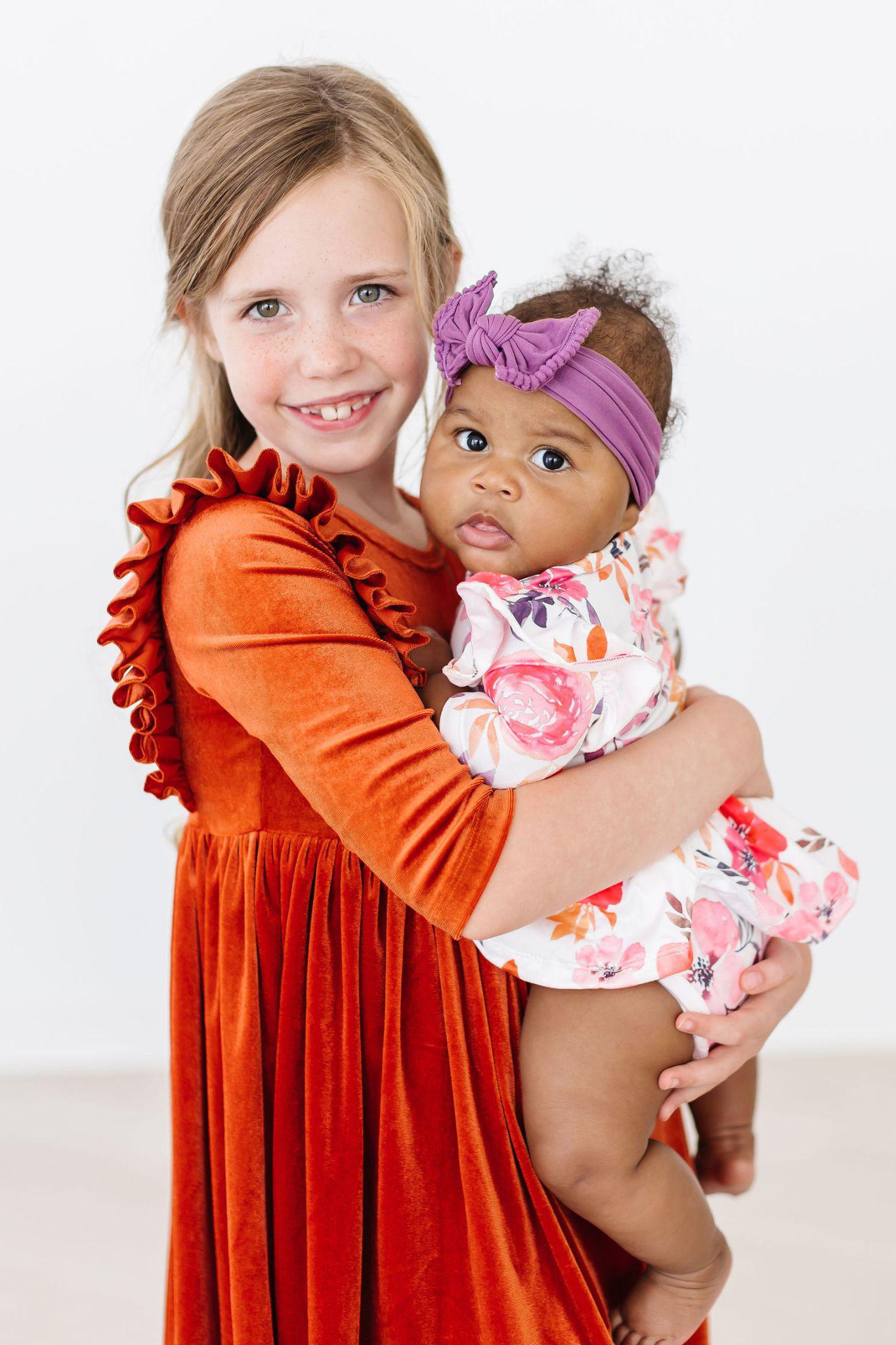 Pumpkin Spice Velvet Ruffle Twirl Dress - Image 2
