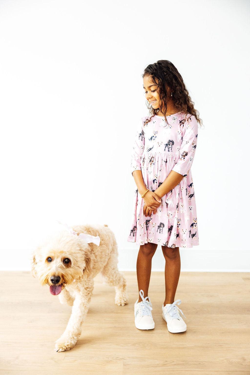 Puppy Kisses 3/4 Sleeve Pocket Twirl Dress - Image 4