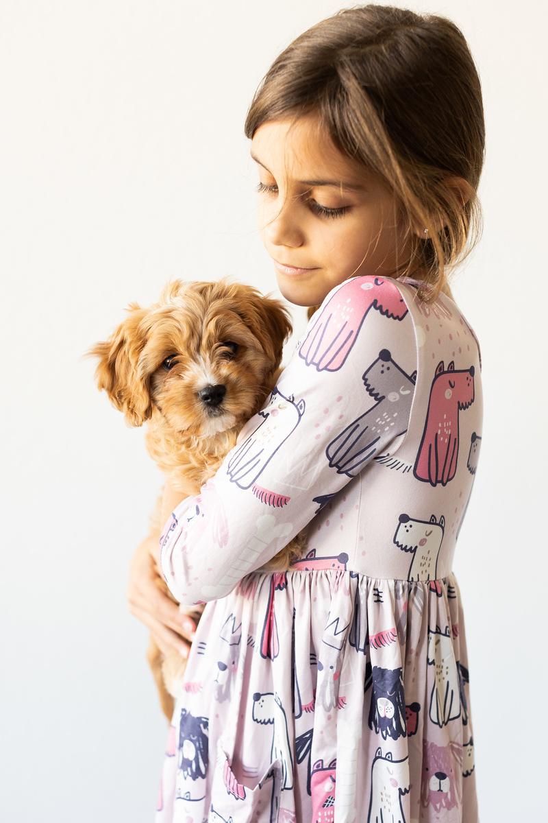 Puppy Party 3/4 Sleeve Pocket Twirl Dress - Image 10