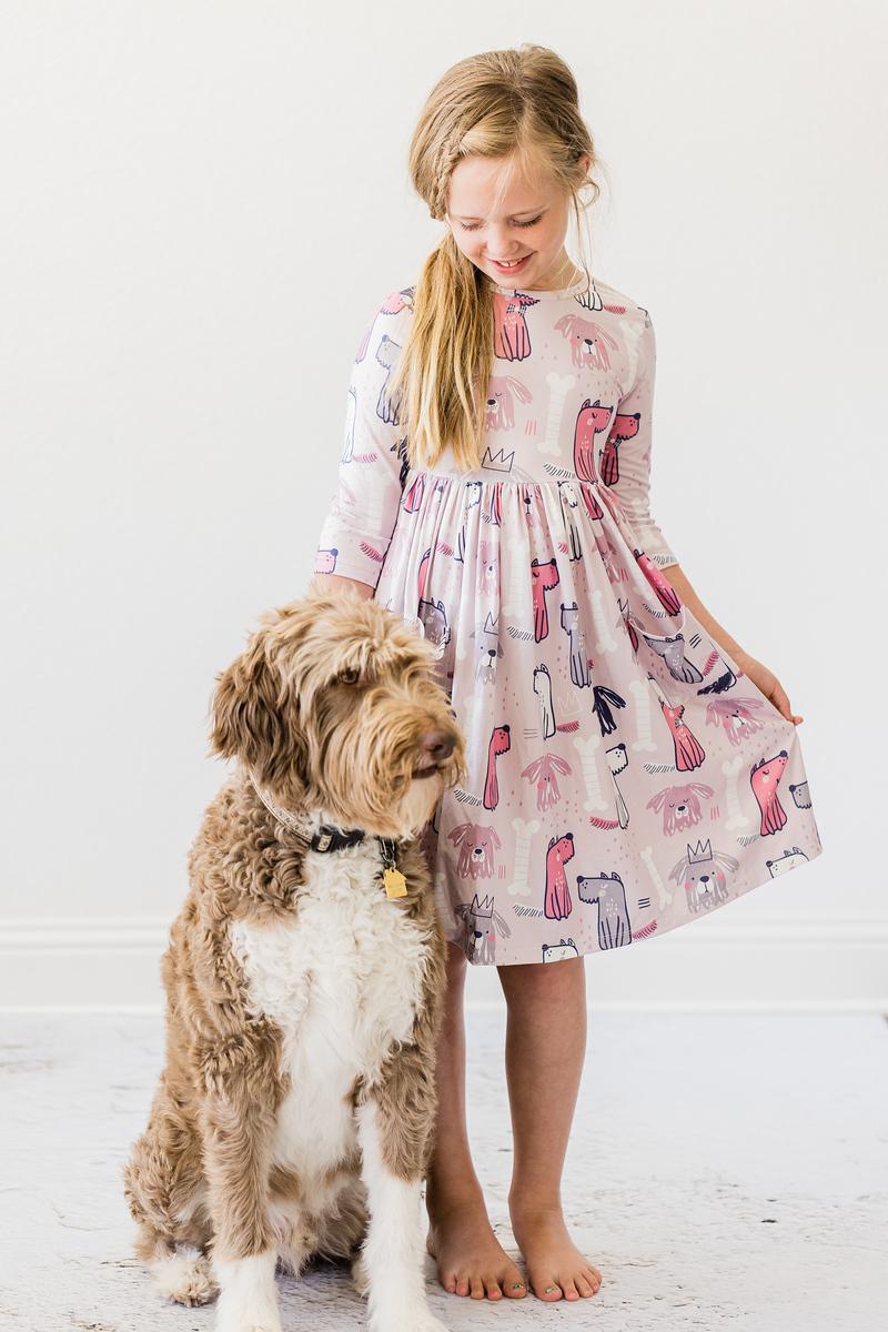 Puppy Party 3/4 Sleeve Pocket Twirl Dress - Image 7