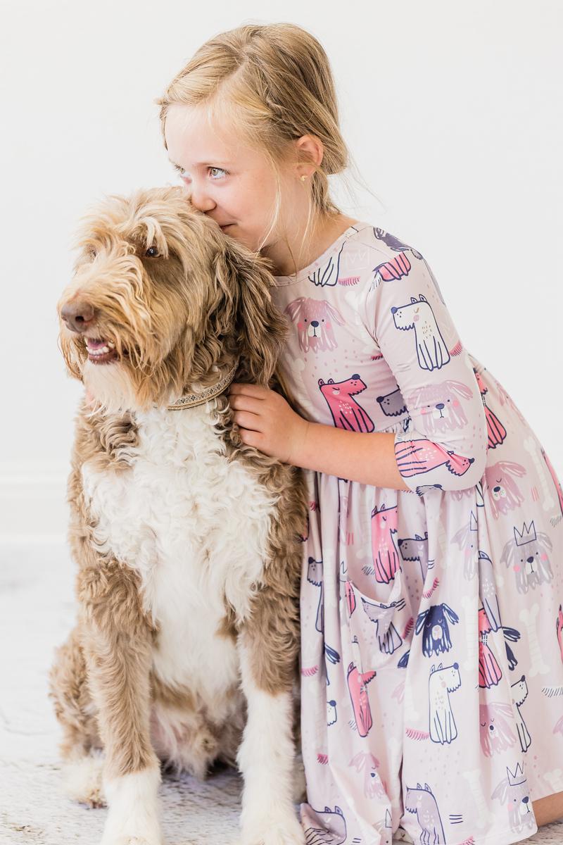 Puppy Party 3/4 Sleeve Pocket Twirl Dress - Image 8