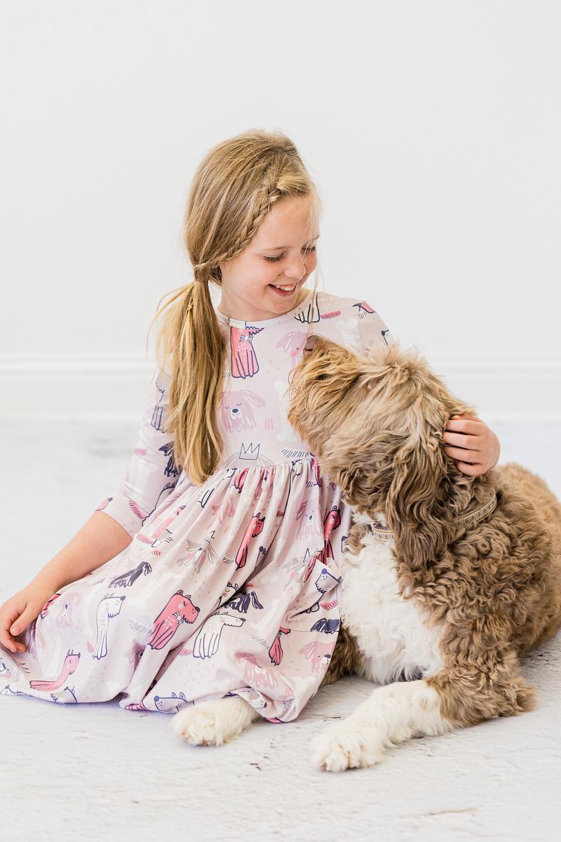 Puppy Party 3/4 Sleeve Pocket Twirl Dress - Image 9