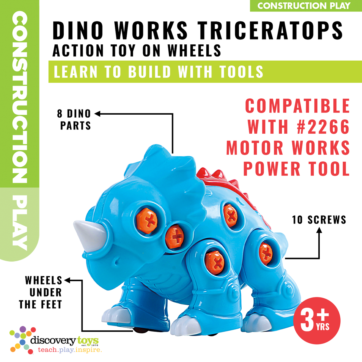 DINO WORKS TRICERATOPS DIY Take Apart Toy - Additional Product View 4