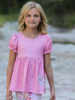 Rylee Faith Designs - Pink Girls Farm Animals Bell Bottoms outfit - alternate view 2