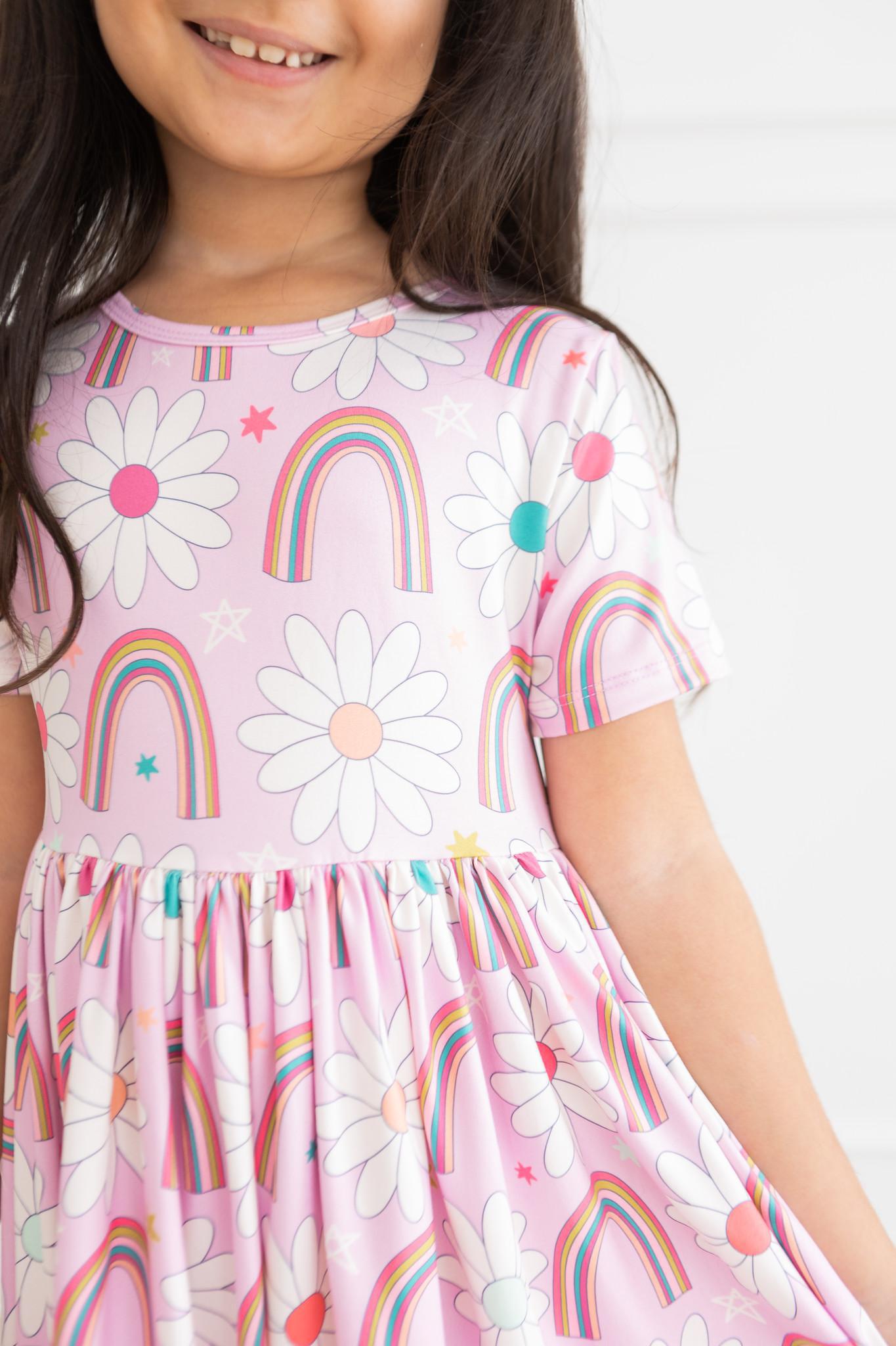 Rainbow Daisies S/S Pocket Twirl Dress - Image 2
