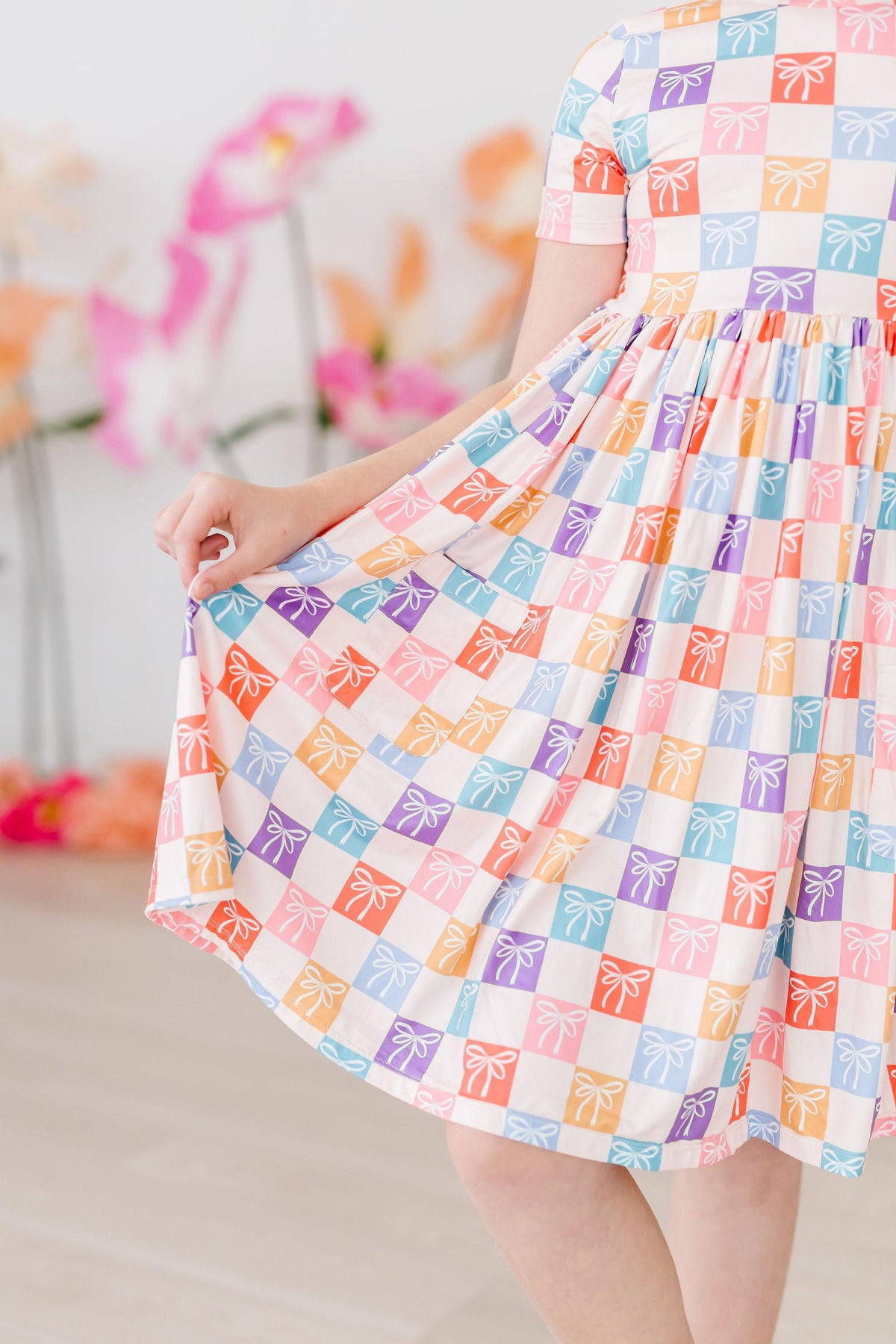 Rainbow Ribbons S/S Pocket Twirl Dress - Image 3