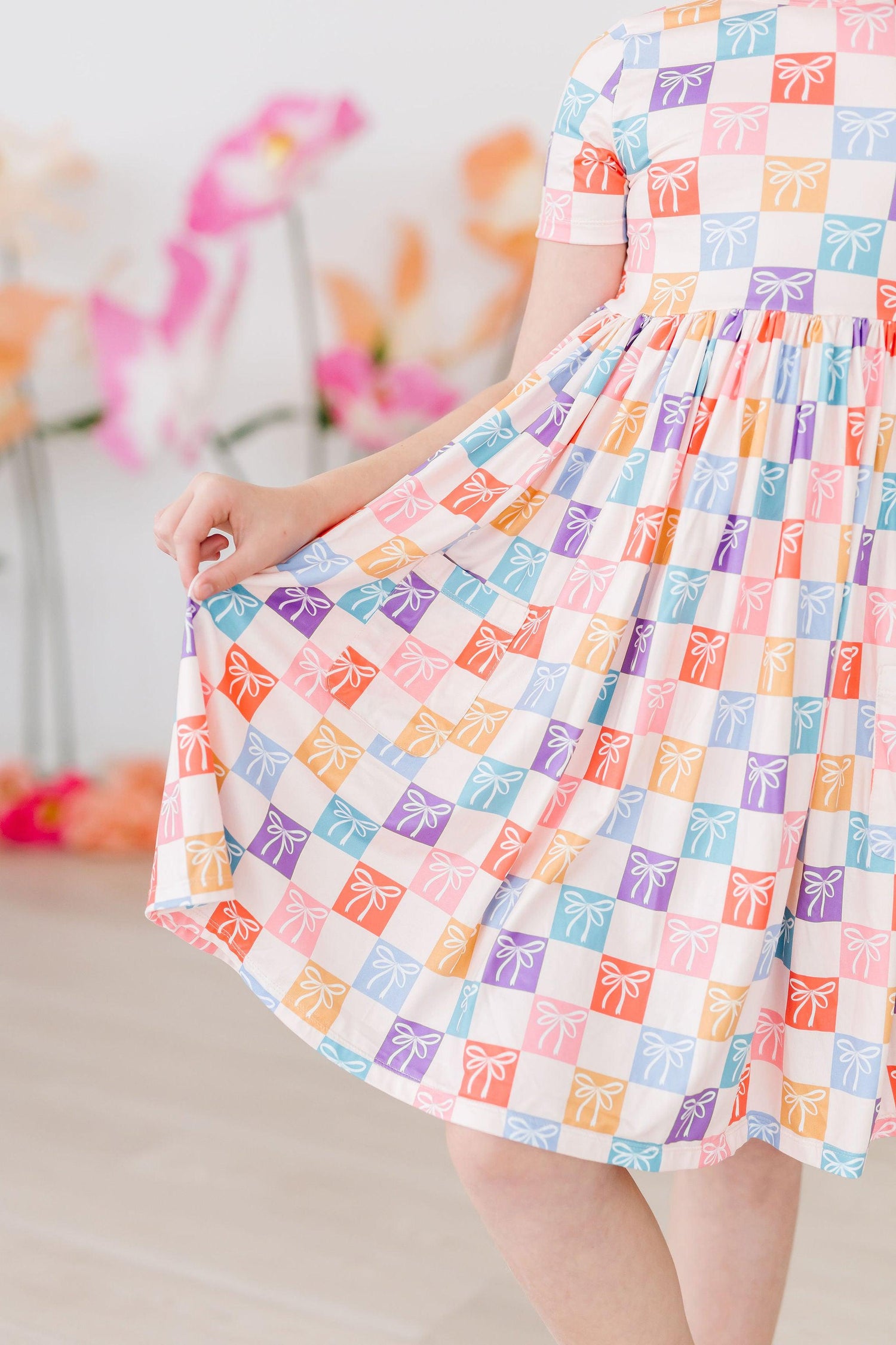 Rainbow Ribbons S/S Pocket Twirl Dress - Image 3