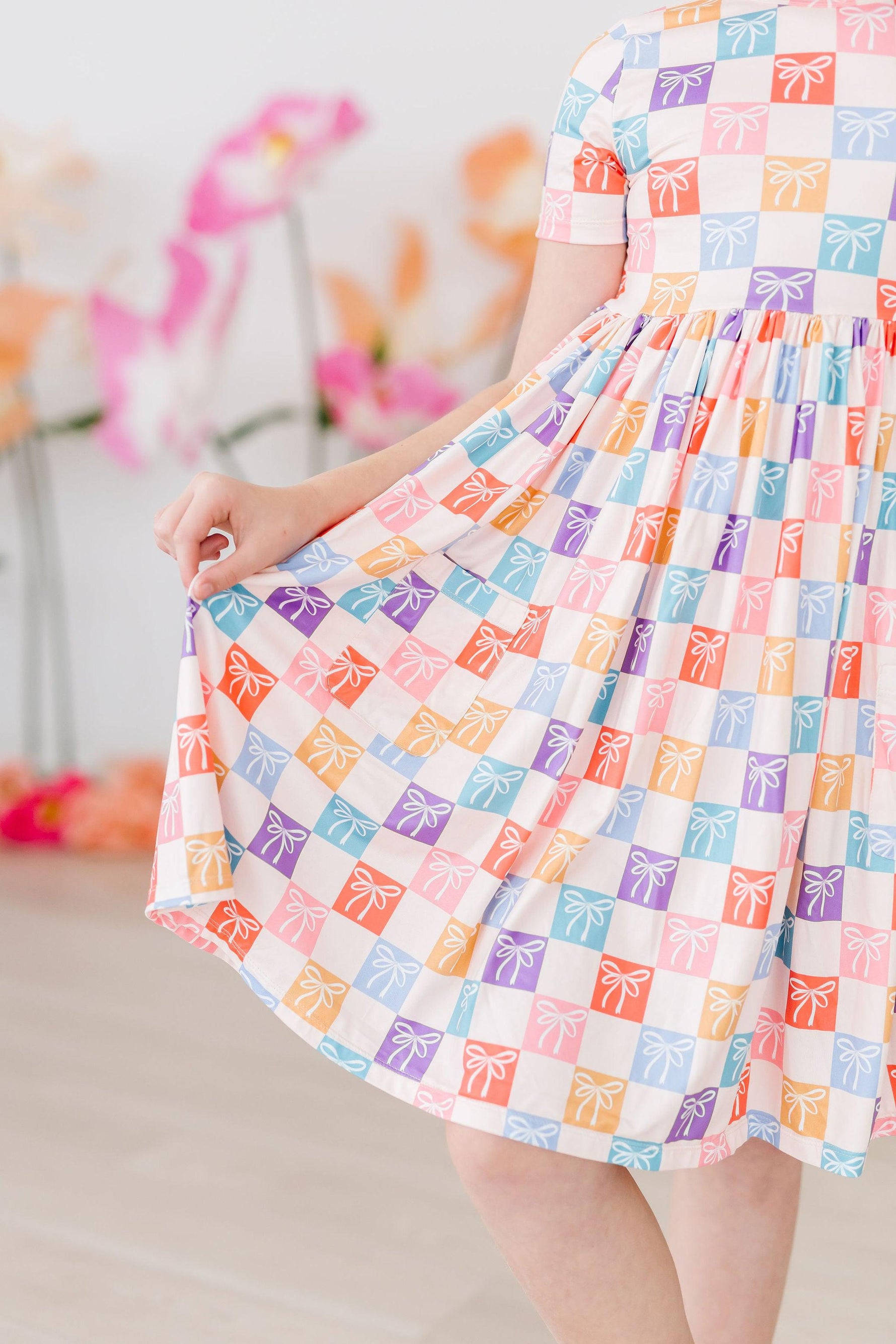 Rainbow Ribbons S/S Pocket Twirl Dress - Image 3