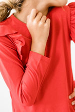 Red L/S Ruffle Tee - Image 2