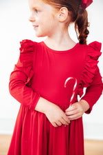 Red L/S Ruffle Twirl Dress - Image 7