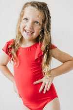 Red S/S Flutter Sleeve Leotard - Image 2