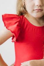 Red S/S Flutter Sleeve Leotard - Image 3