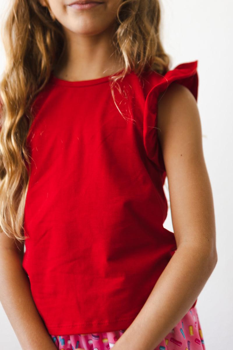 Red S/S Ruffle Tee - Image 4