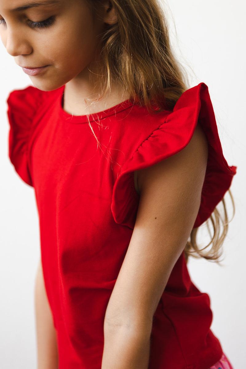 Red S/S Ruffle Tee - Image 5