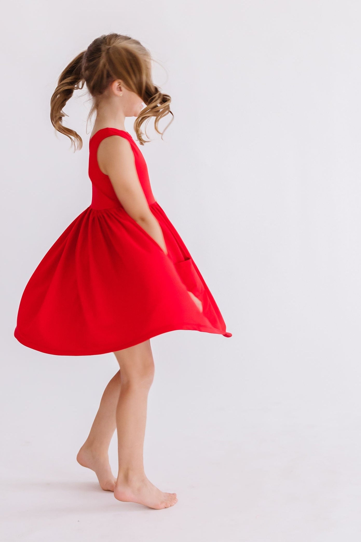 Red Tank Pocket Twirl Dress - Image 3