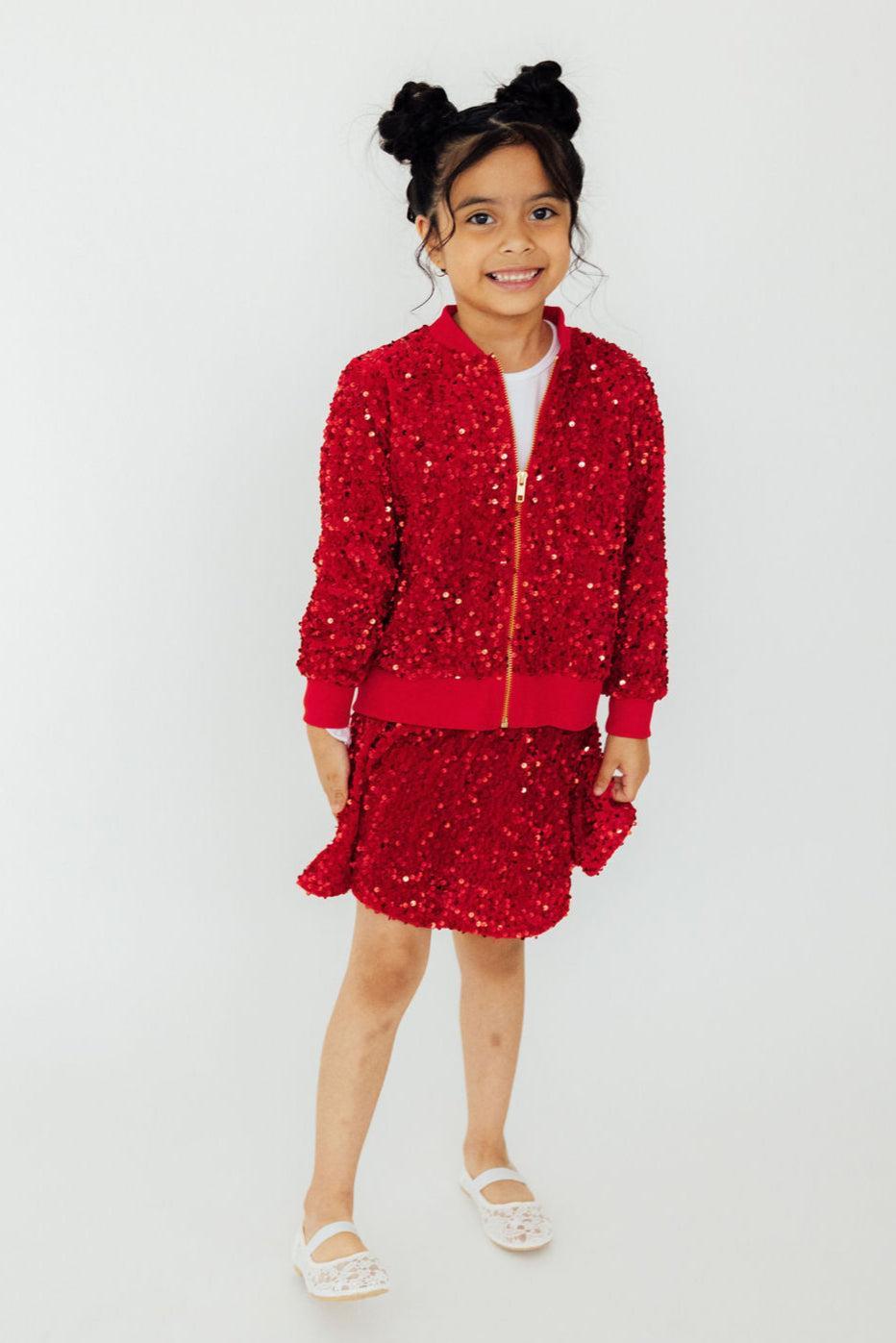 Red Velvet Sequin Twirl Skort - Image 4