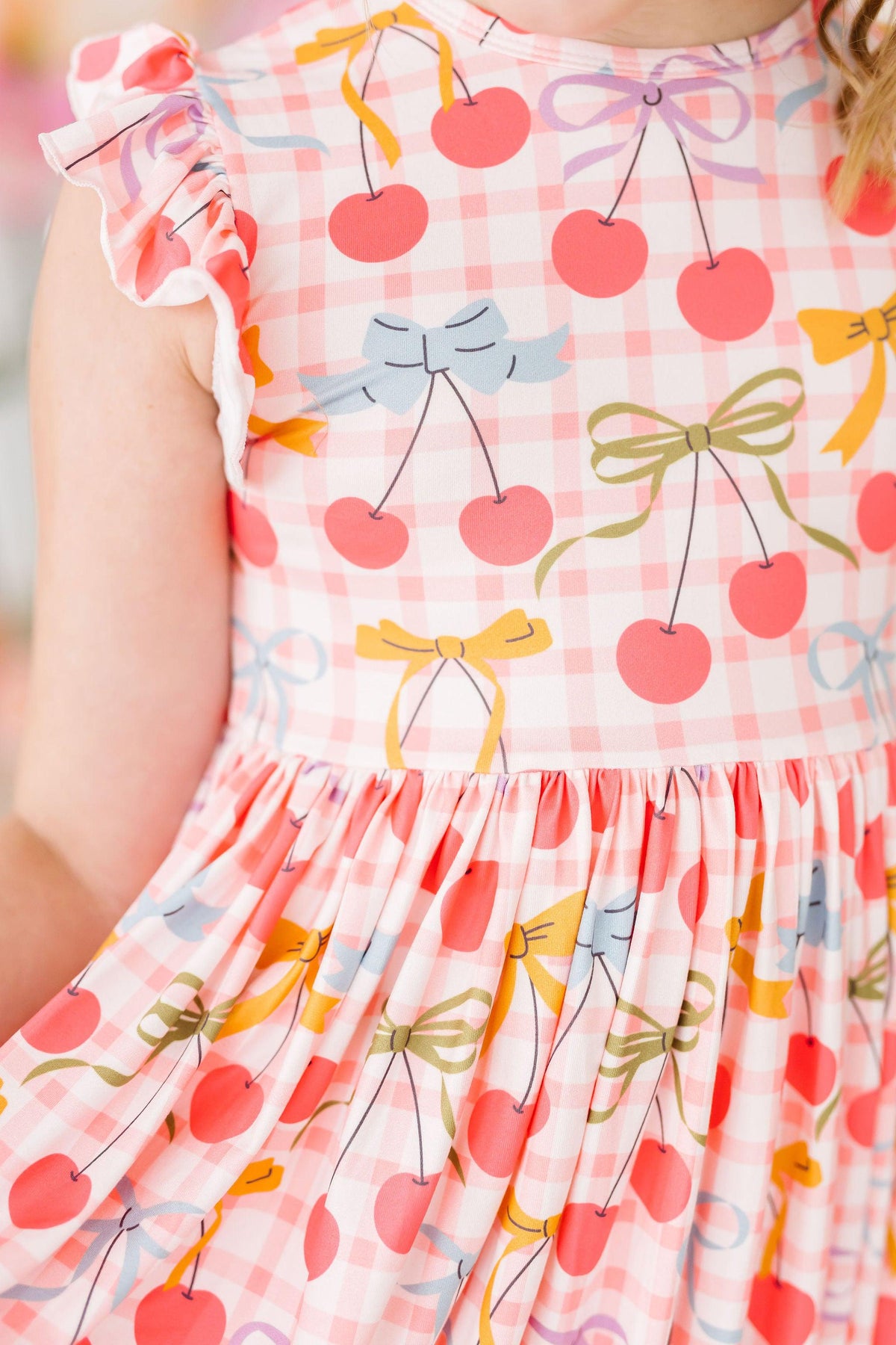 Retro Picnic Flutter Sleeve Twirl Dress - Image 2