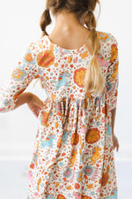Retro Unicorns 3/4 Sleeve Pocket Twirl Dress - Image 4