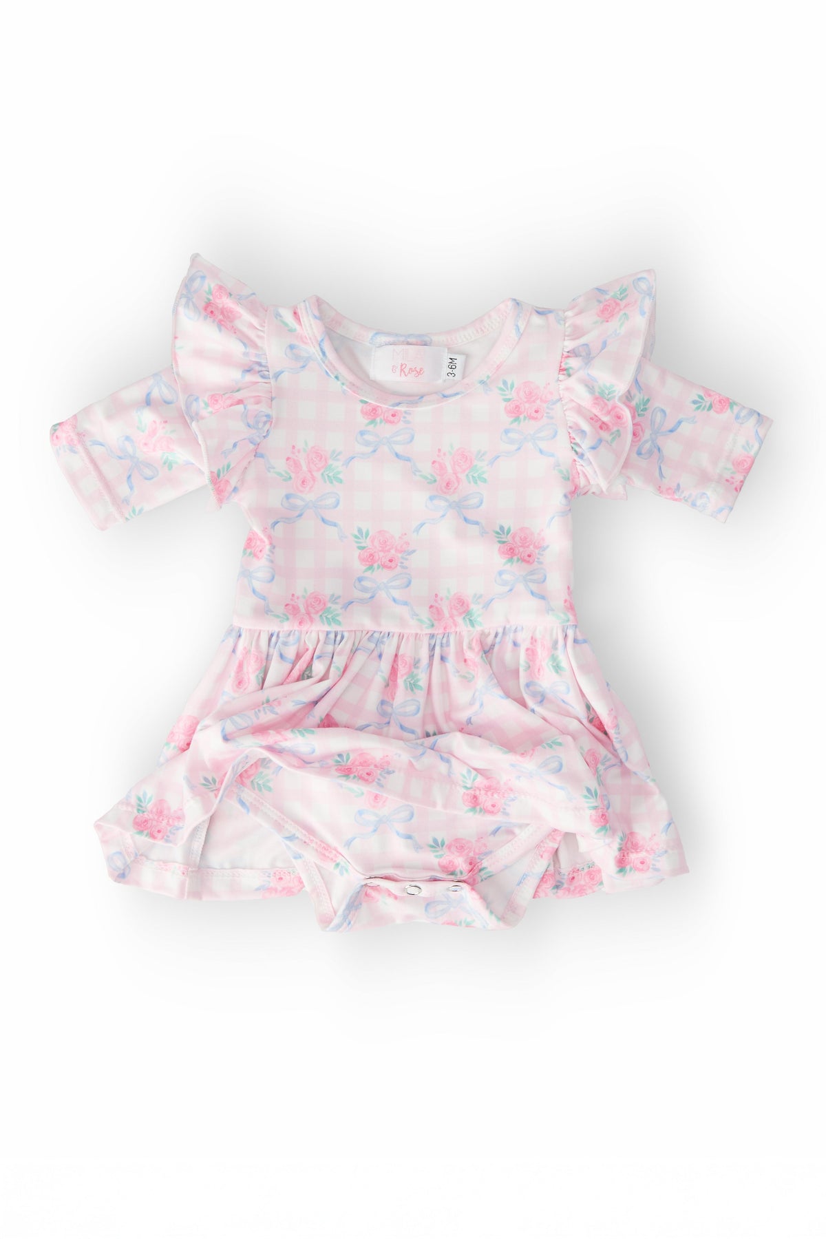 Ribbons & Roses 3/4 Sleeve Flutter Twirl Bodysuit - Image 2