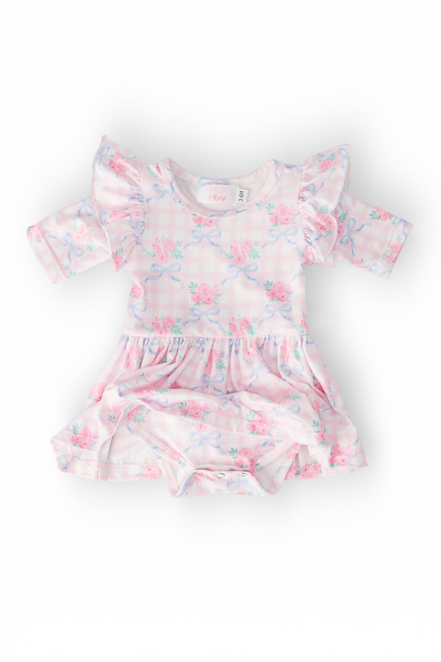 Ribbons & Roses 3/4 Sleeve Flutter Twirl Bodysuit - Image 2