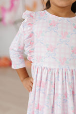 Ribbons & Roses 3/4 Sleeve Ruffle Twirl Dress - Image 3