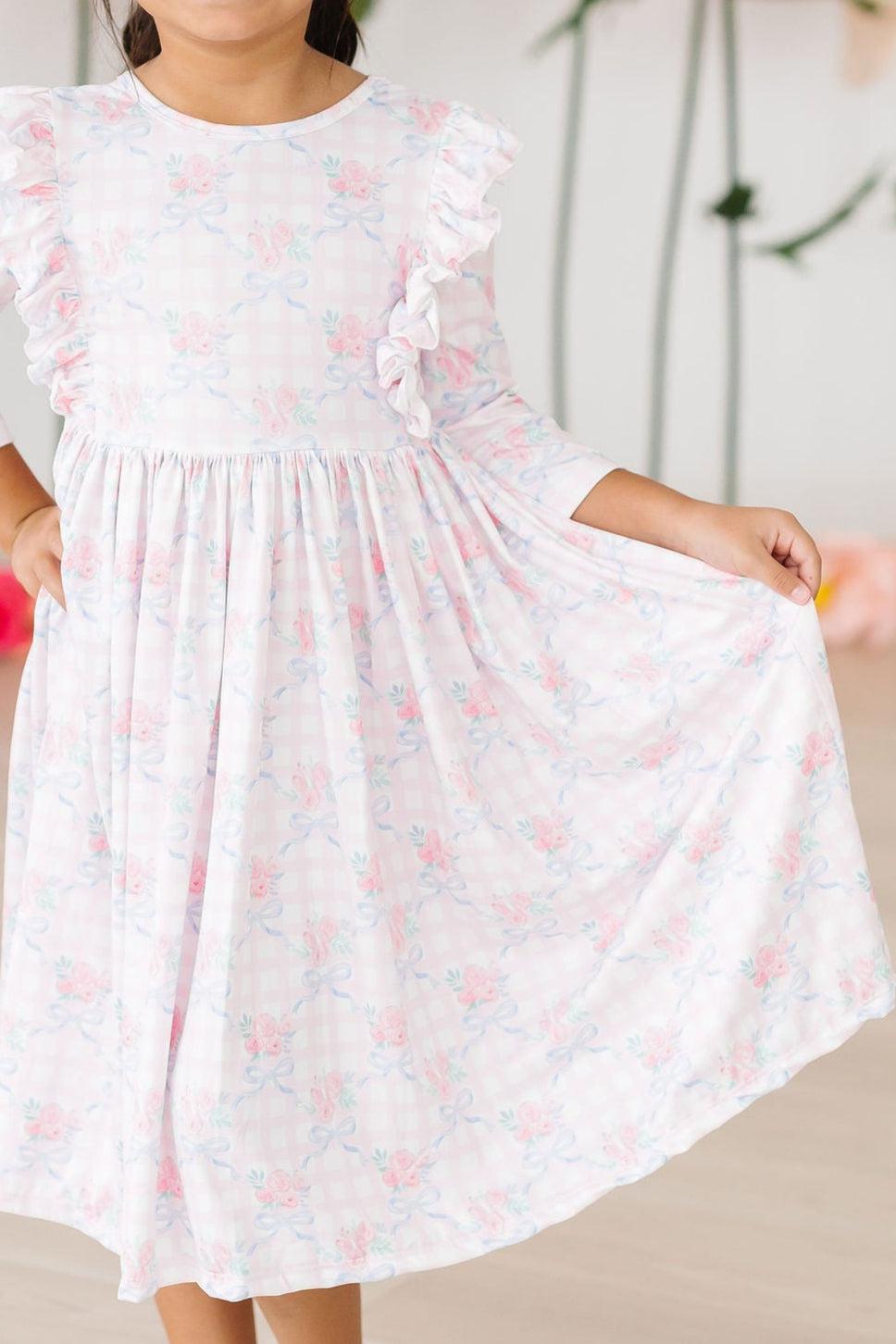 Ribbons & Roses 3/4 Sleeve Ruffle Twirl Dress - Image 5