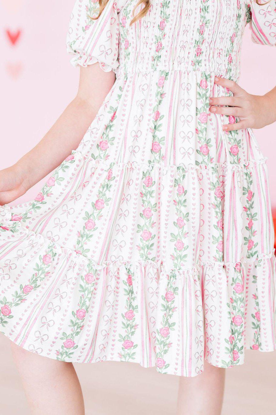 Rosebud Bows Smocked Ruffle Dress - Image 7