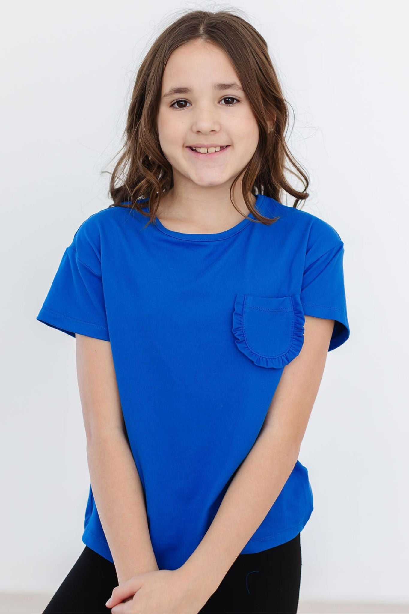Royal Blue Ruffle Pocket Tee - Image 2
