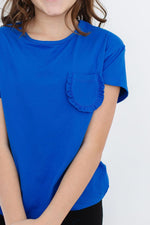 Royal Blue Ruffle Pocket Tee - Image 3